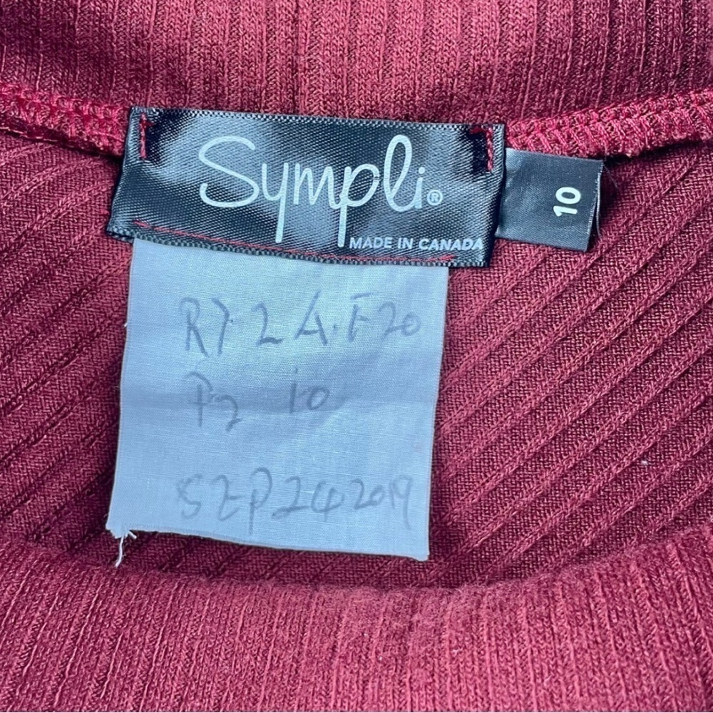 Sympli 3/4 Batwing Sleeve Ribbed Slub Turtleneck Top Size 10 - Picture 5 of 5